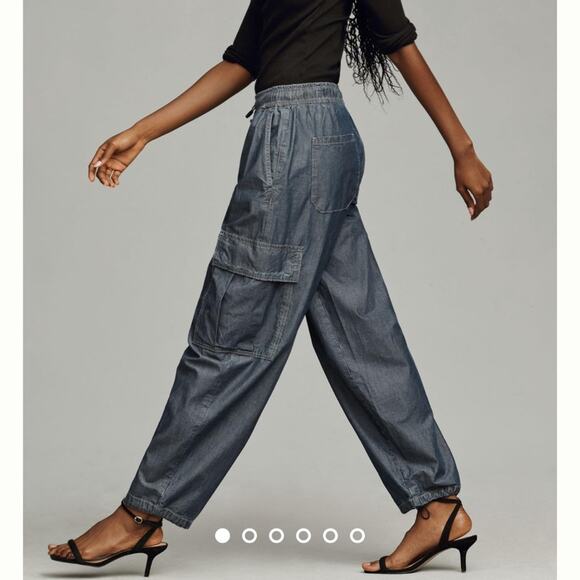 Anthropologie Pilcro Denim Cargo Bungee Parachute Pants Size XS